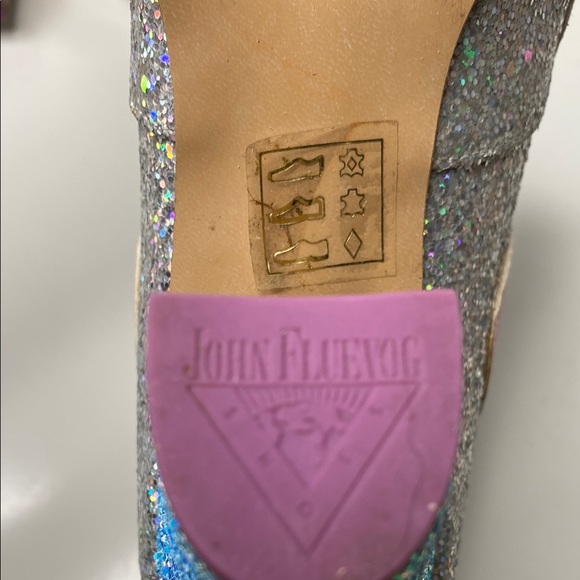 John Fluevog Pink and Blue Glitter Heels - Picture 7 of 16